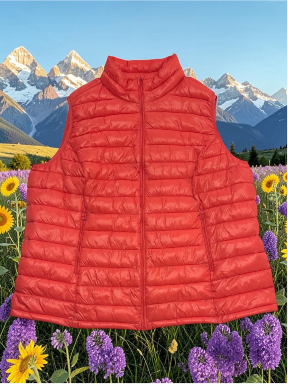 Woman Within Puffer Vest Womens 2X /26-28 Coral Pink Wind-Resistant DEEP Pockets